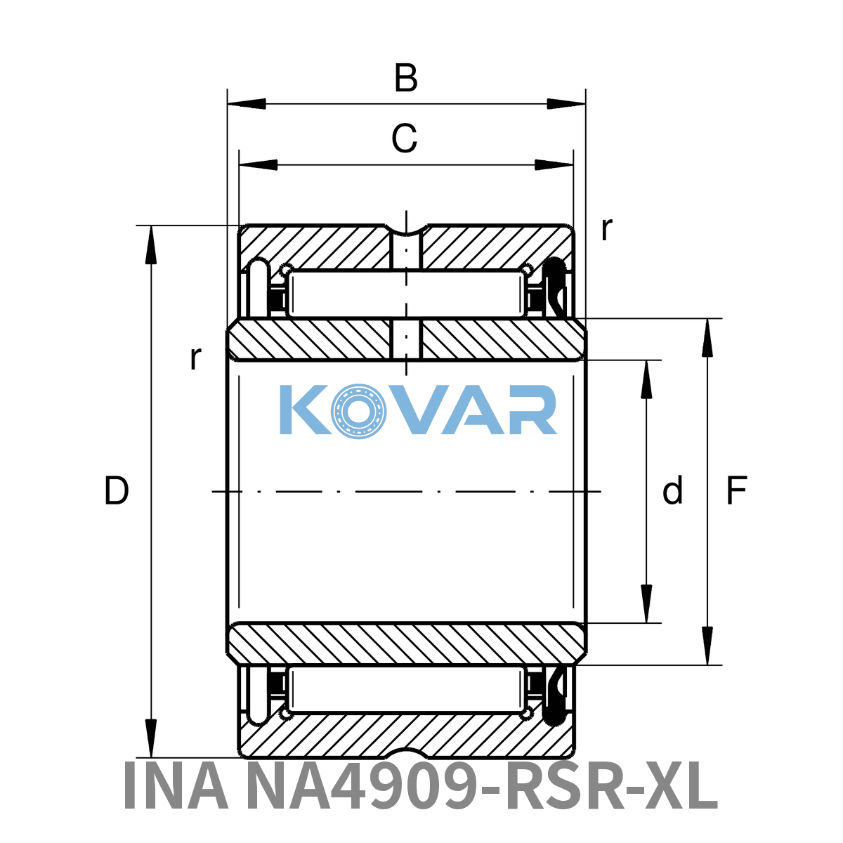 INA INA NA4909-RSR-XL Machined needle roller bearing