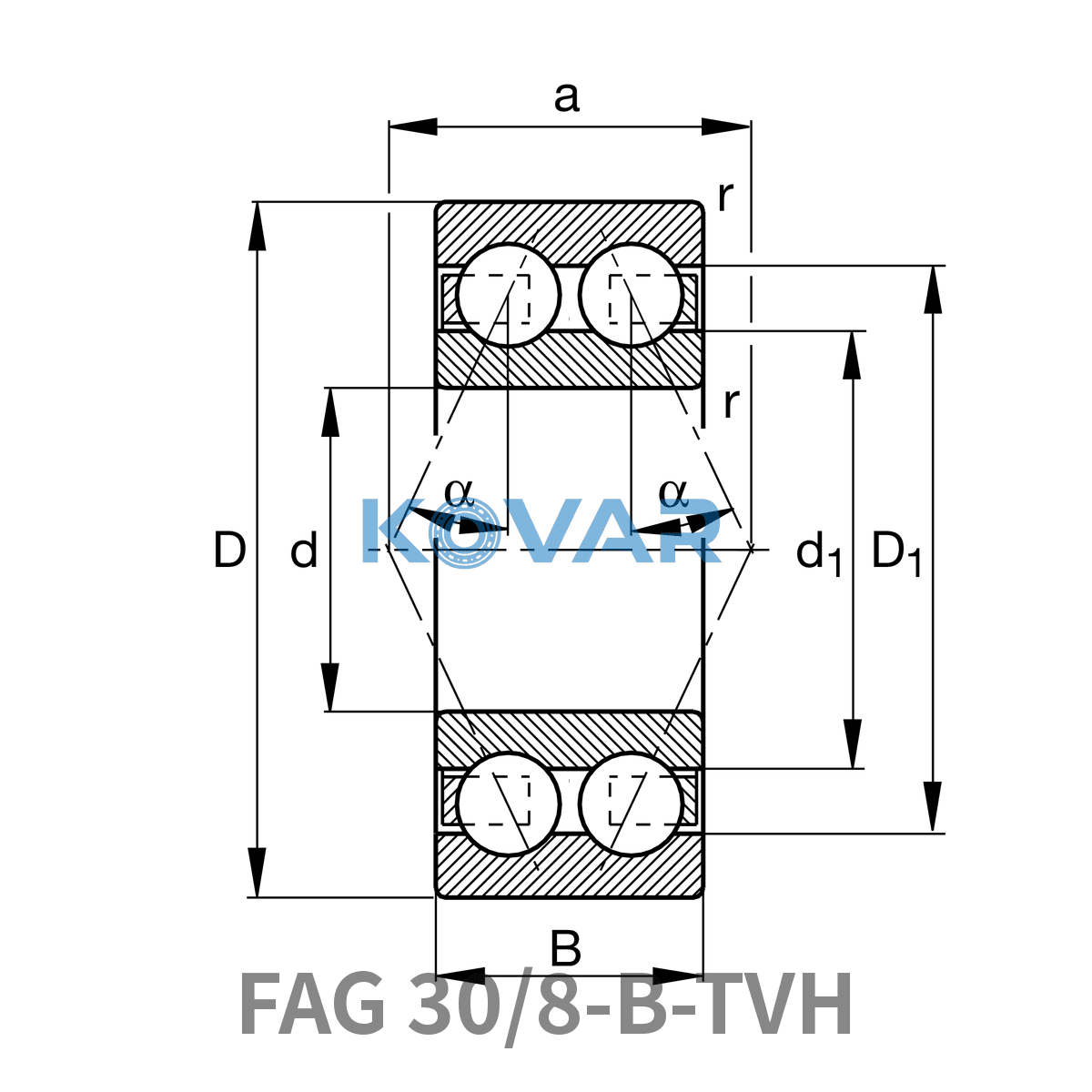 FAG FAG 30/8-B-TVH Angular contact ball bearing