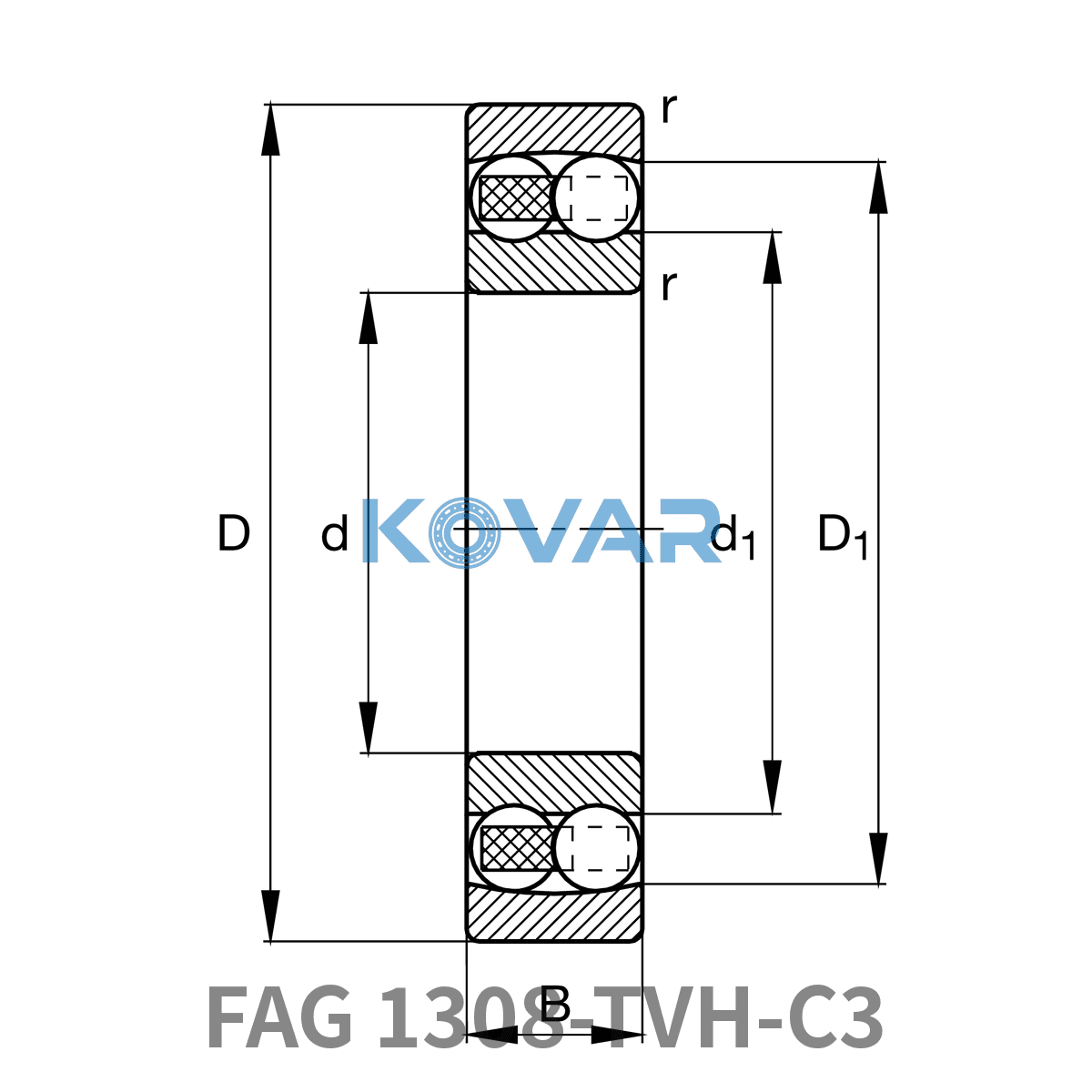 FAG FAG 1308-TVH-C3 Self-aligning ball bearing