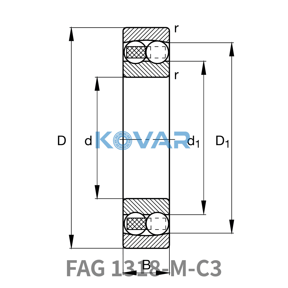 FAG FAG 1318-M-C3 Self-aligning ball bearing