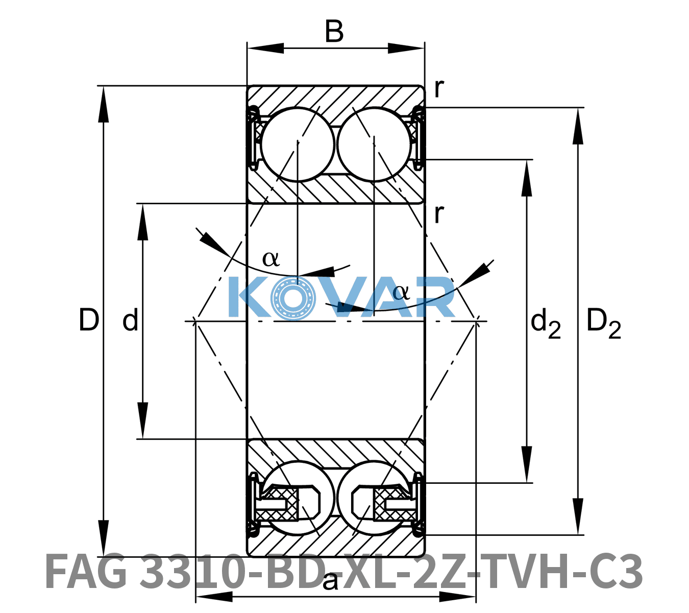 FAG FAG 3310-BD-XL-2Z-TVH-C3 Angular contact ball bearing
